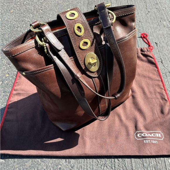 Coach “Lily” Legacy Leather Turn-Lock Tote & Legacy Multi-Stripe Envelope Wallet - Picture 10 of 13